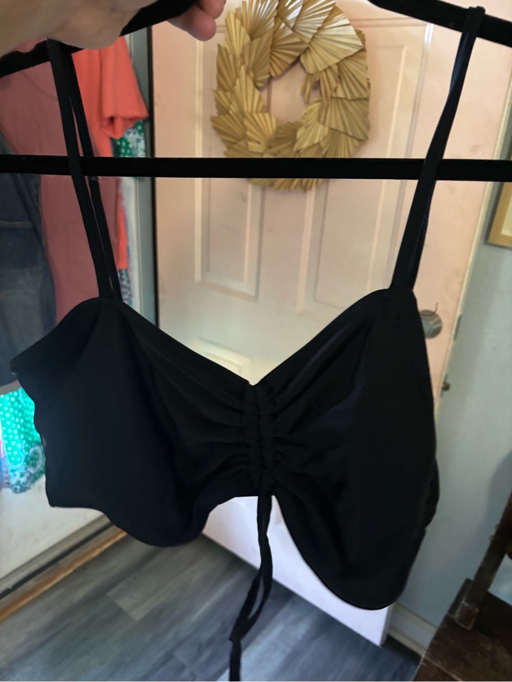 Forever 21 Black Ruched Front Tie Bikini Too